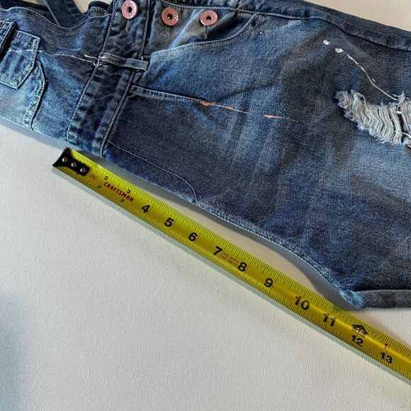 Yapai Vintage 1987 Overall Women Jeans Large 28 Blue Capri Mid Rise Denim - Picture 10 of 15